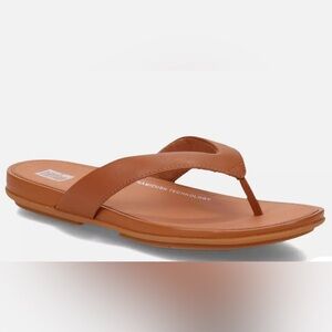 Women's Shoes Fitflop GRACIE Leather Flip Flop Sandals  LIGHT TAN-Size 8